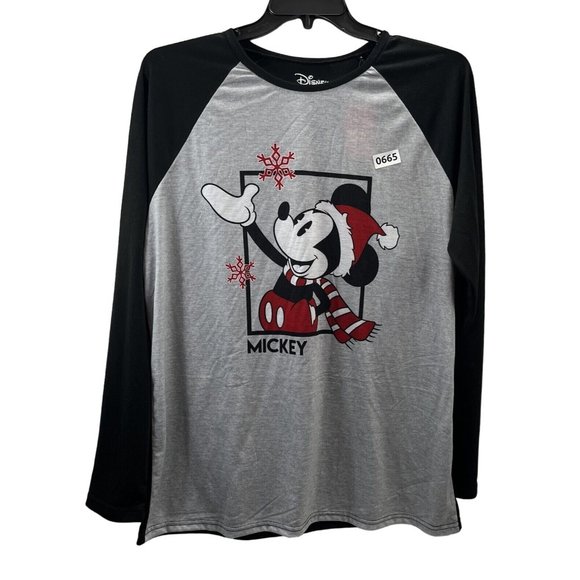 Disney NWT Mickey Pajama Top For Men Sz Large Super Comfy! Color Gray N Black - Picture 1 of 10